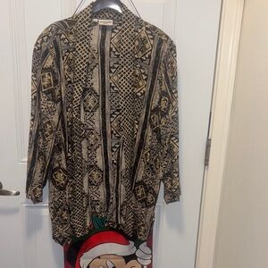 Alfred Dunner Black and Tan Geometric Cardigan